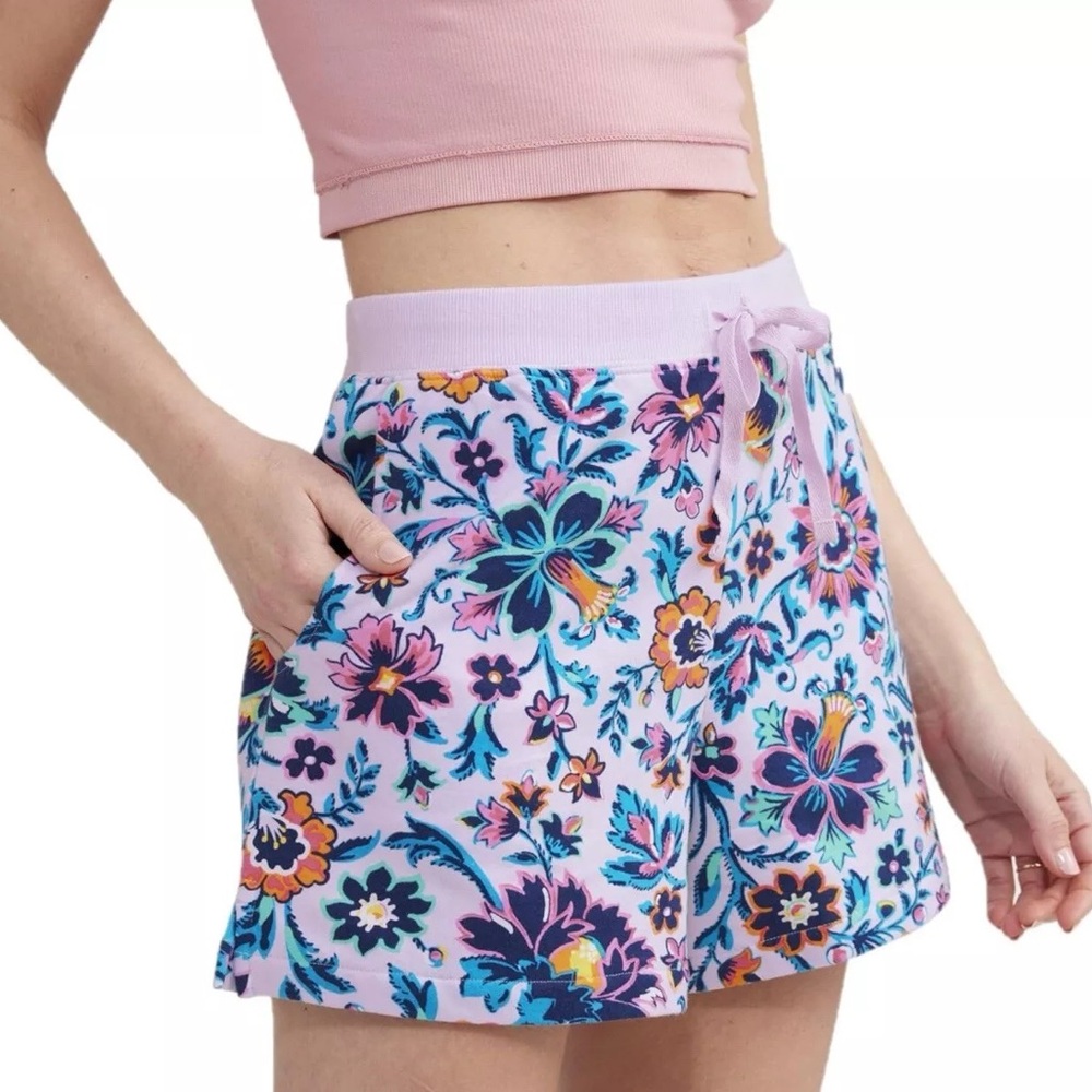 Vera Bradley Shorts Pink Floral Multicolor Printed French Terry Shorts Size XS